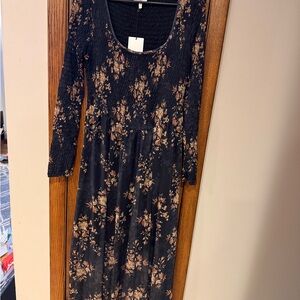 Promesa Black and Brown Floral Long Sleeve Dress